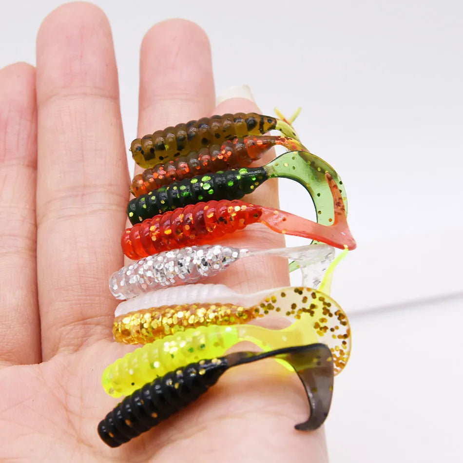 JYJ 4cm Soft Plastic Artificial Fishing Grub Lure Baits, 100pcs