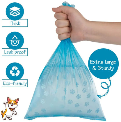 Pet Poop Bags  with Leash Clip and Bone Dispenser 5Roll(7Bag 5Pcs) Bags with Paw Prints