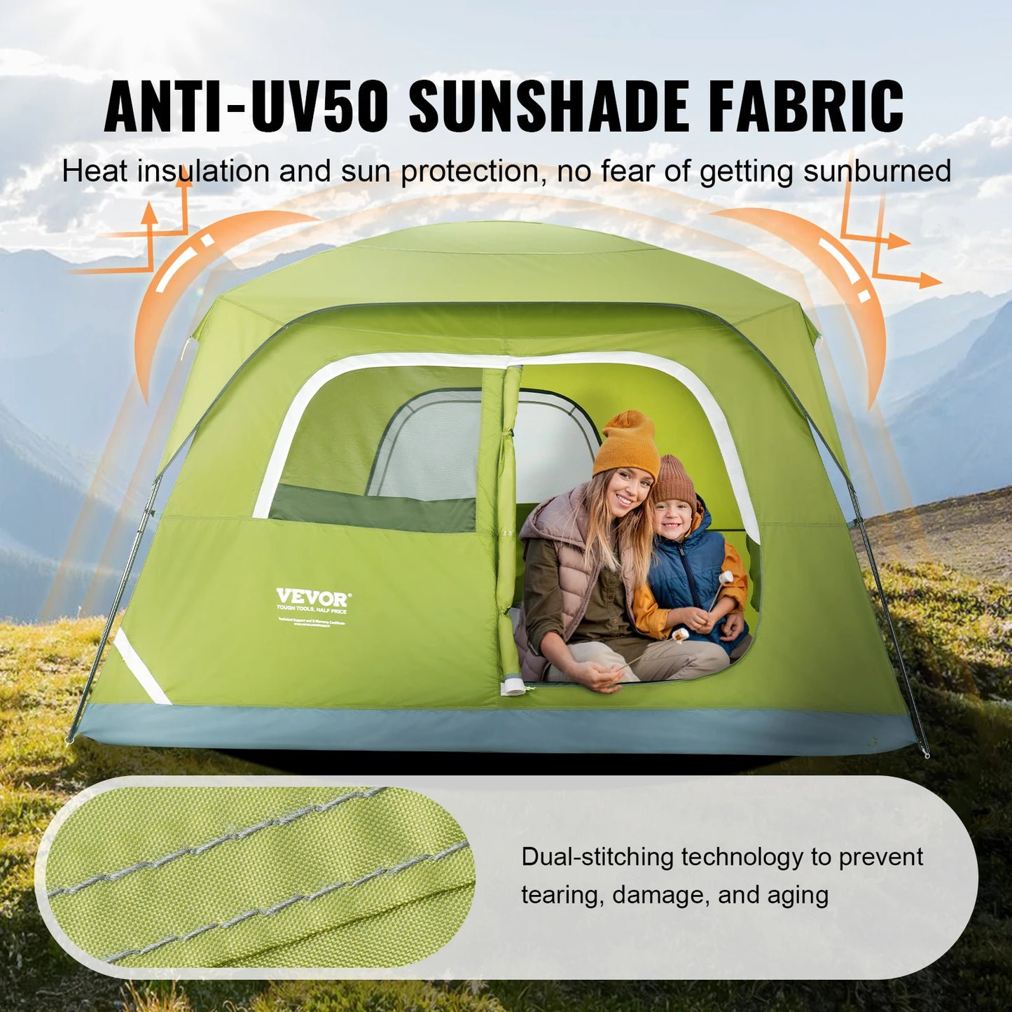 VEVOR 6-Person Waterproof Camping Tent with Instant Setup & Carry Bag