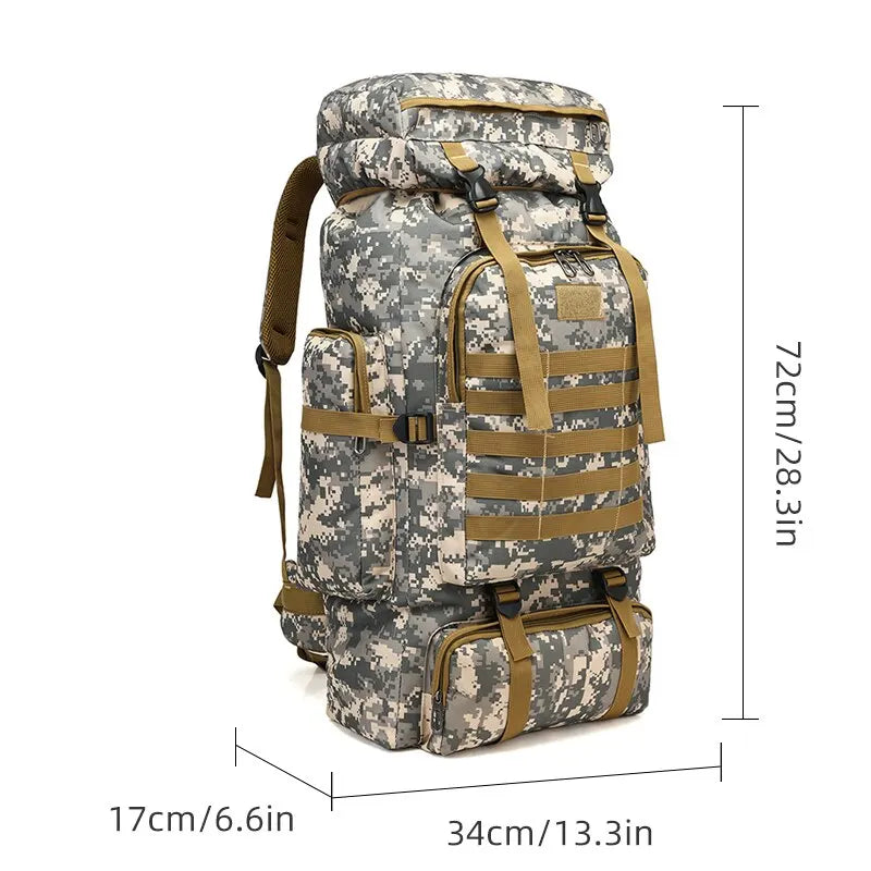 Camouflage Military Backpack: Large, Waterproof, Ideal for Men's Outdoor Adventures