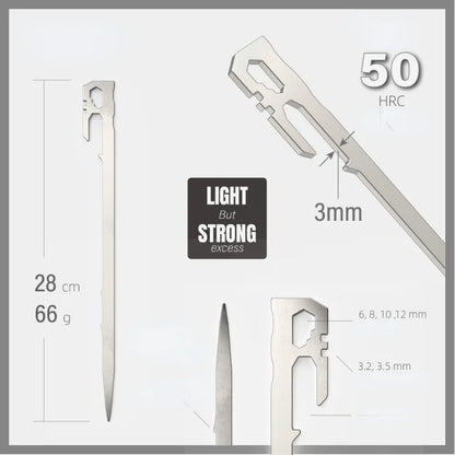 "Secure 6Pcs 28cm Stainless Steel Tent Pegs for Heavy-Duty Stability in Hammock, Beach, and Camping Adventures!"