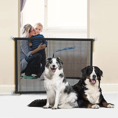 Dog Barrier Fences With 4Pcs Hook Stairs Gate New Folding Breathable Mesh Playpen For Dog Safety Fence