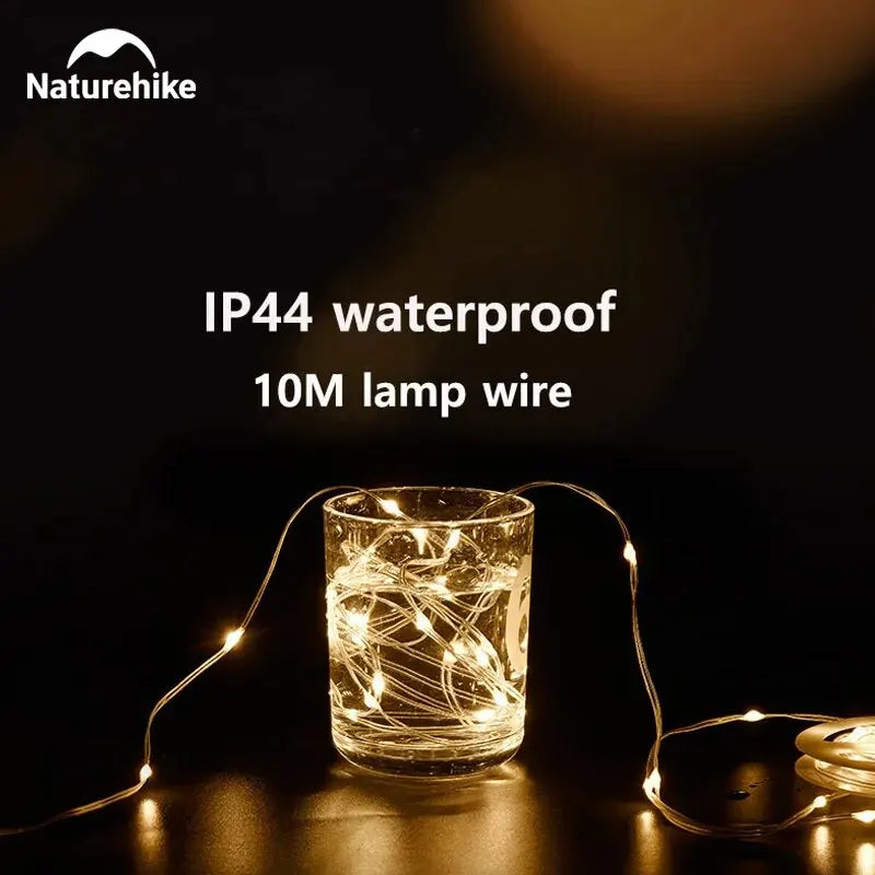Naturehike 10m Camping String Light Ip44 Waterproof 8 Modes Atmosphere Party Lighting Warning String Lamp Outdoor Tent Lantern