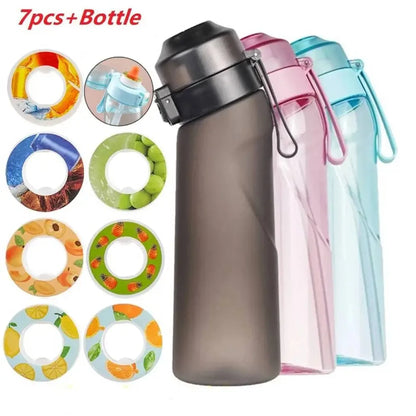 Flavored Water Bottle with 7 Pods: Frosted Black 650ml and other assorted colors