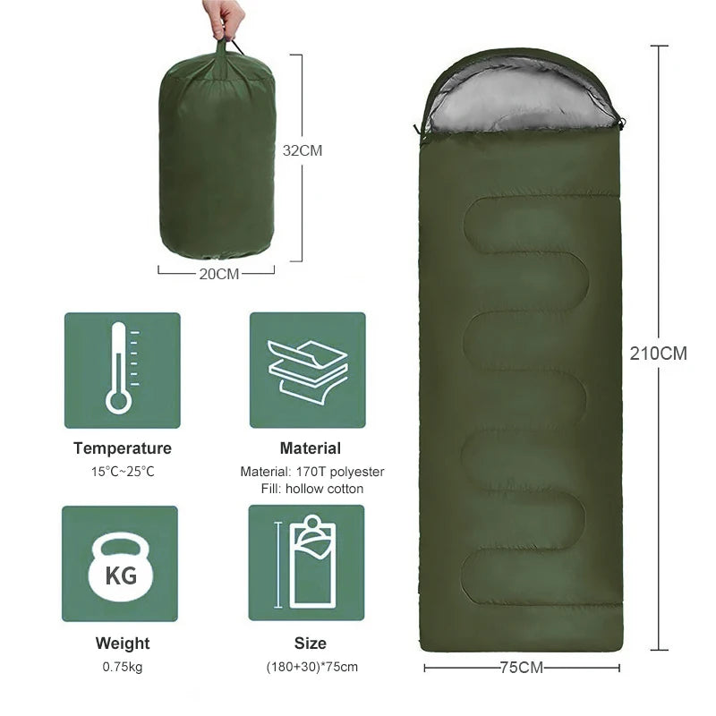 "PACOONE Lightweight 4-Season Camping Sleeping Bag for Cozy Outdoor Adventures"